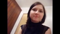 Russian brunette student teen in home video